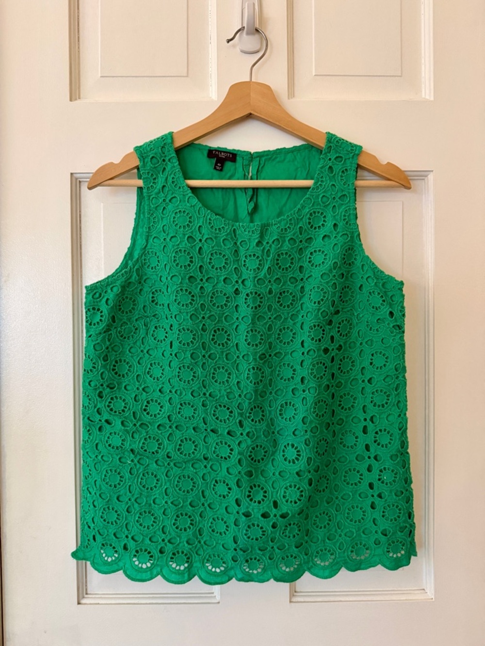 Talbots Emerald Green Crochet Lace Tank Top